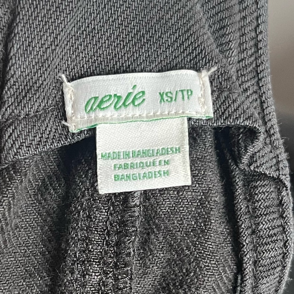 Aerie Charcoal Gray Cotton Werk & Play Twill Adjustable Overalls Jumpsuit XS - Picture 10 of 11